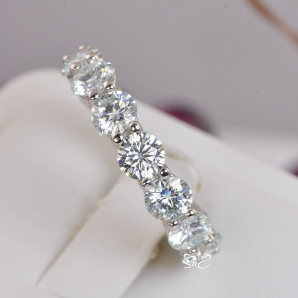 Certified Moissanite Diamond Eternity Ring Wedding Band 5mm 7 Ct - Picture 4 of 15